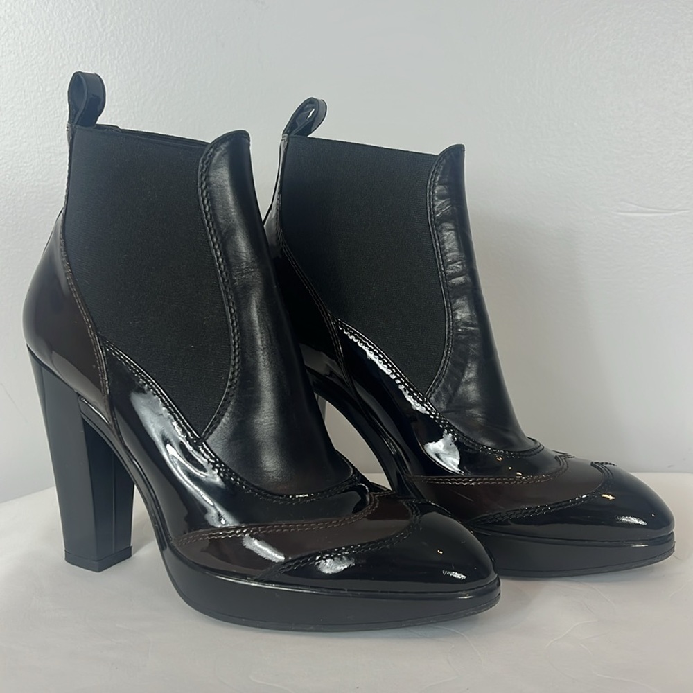 Hogan Patent Leather Heel Ankle Boots